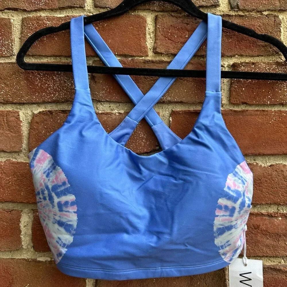Wildfox Longline Lia Sports Bra Purple Tie Dye Wedgewood Large NEW